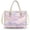 Pink - Leopard Print, variant on ZUXONGSY Tropical Monstera Print Clear PVC Shoulder Tote, Lightweight Waterproof Oversize Handbag with Removable Strap, All Purpose Daily Purse for Shopping and Weekend Trips