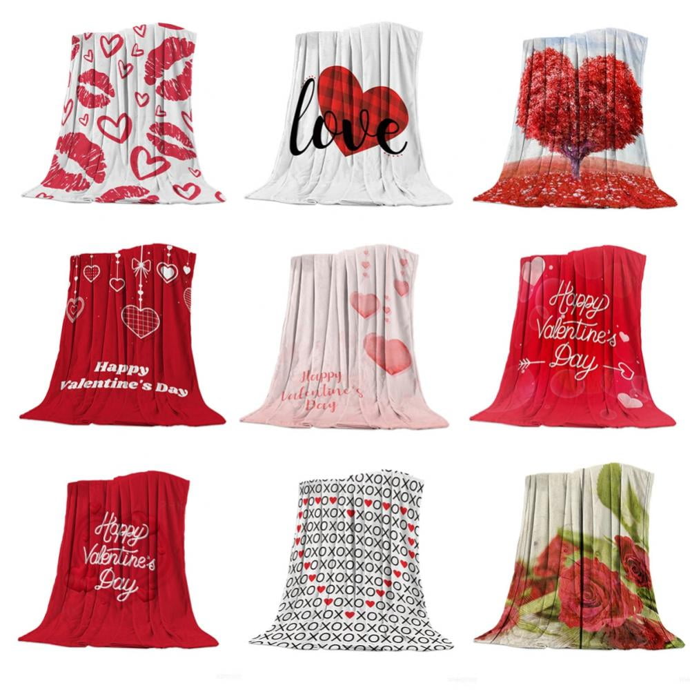 Soft Cozy Bed Fleece Blanket, Throw Valentine's Day Love Red Heart