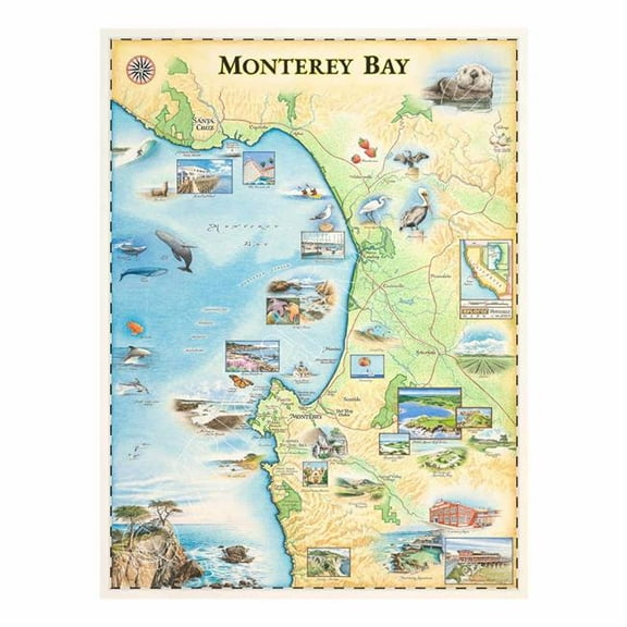 Xplorer Maps MAP_MB Monterey Bay Hand-Drawn Map
