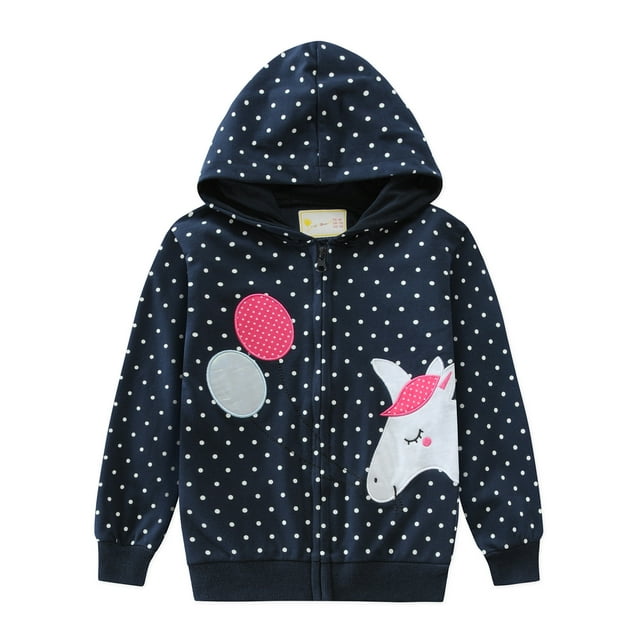 DDSOL Chandails à Capuchon à Fermeture Éclair pour Filles Chandails en Molleton d'Hiver Veste à Fermeture Éclair Imprimée Unicorn 6T