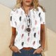thumbnail image 1 of ICHUANYI Clearance Women Summer Casual Short Sleeve T-Shirt Button Round Neck Pullover Blouse Tops(White, S) ICHUANYI WER2023081013039, 1 of 5