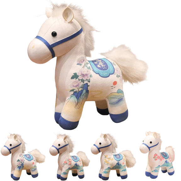 2026 Year of The Horse Chinese New Year Ornaments Cute House Plush Mascot Home Decor Gifts Indoor Outdoor Hanging Ornament for Car, Bag, Holiday