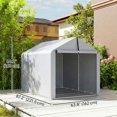 thumbnail image 2 of 7' x 5' Portable Outdoor Storage Shed, Waterproof PE Fabric Bike Tent with Galvanized Steel Frame, Roll-up Door, Light Grey Garden Tent for Patio, Backyard, and Garage, 2 of 7