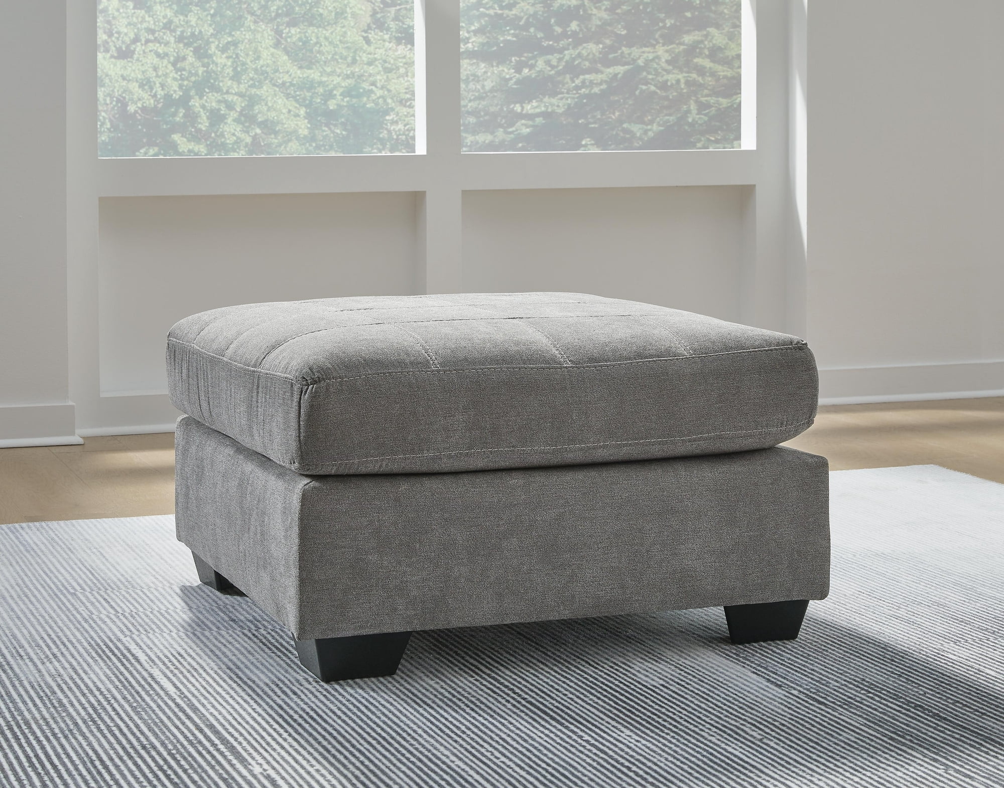 Signature Design by Ashley Marleton Contemporary Square Oversized Firmly Cushioned Accent Ottoman with Exposed Faux Wood Finish, Gray