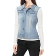 thumbnail image 2 of INSPIRE CHIC Gilet Veste Sans Manches en Denim Délavé à Boutons pour Femme avec Poches TP Bleu Ciel, 2 of 6