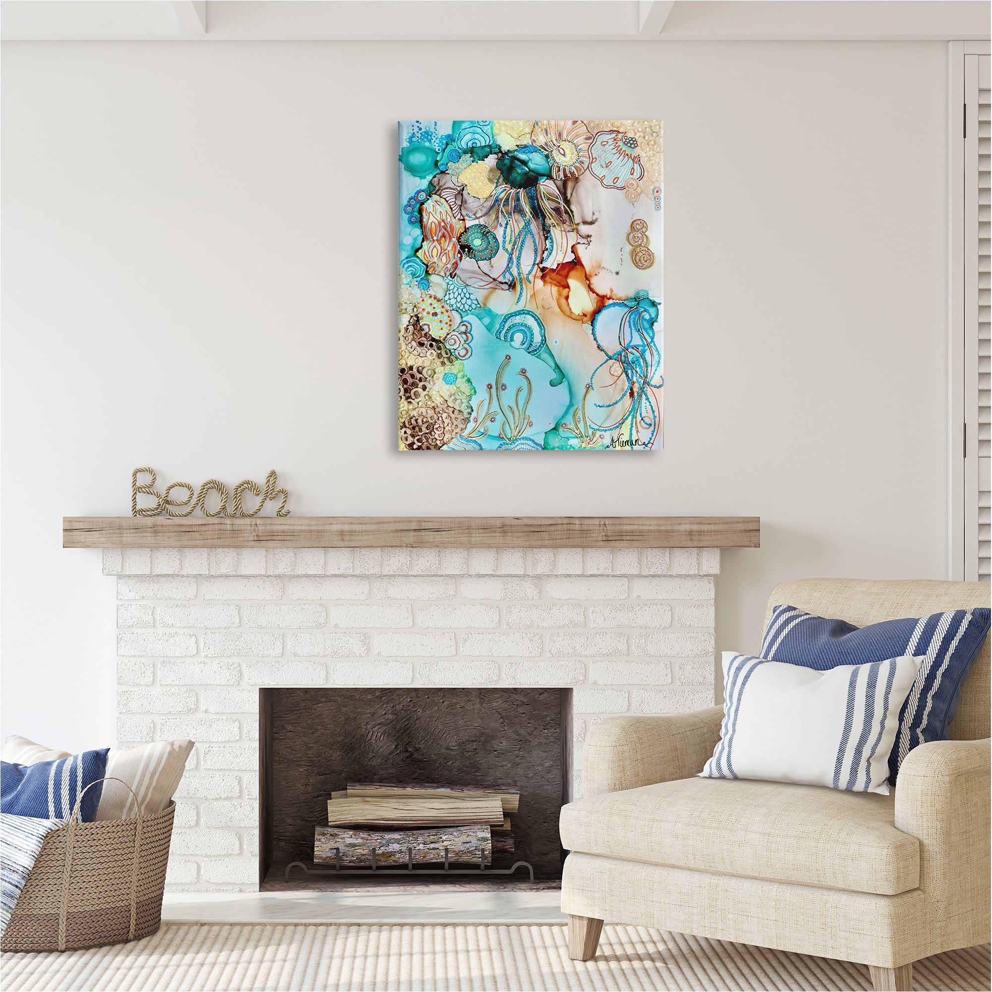 Stupell Industries Abstract Nautical Pattern Abstract Painting Gallery Wrapped Canvas Art Print Wall Art, 30 x 40