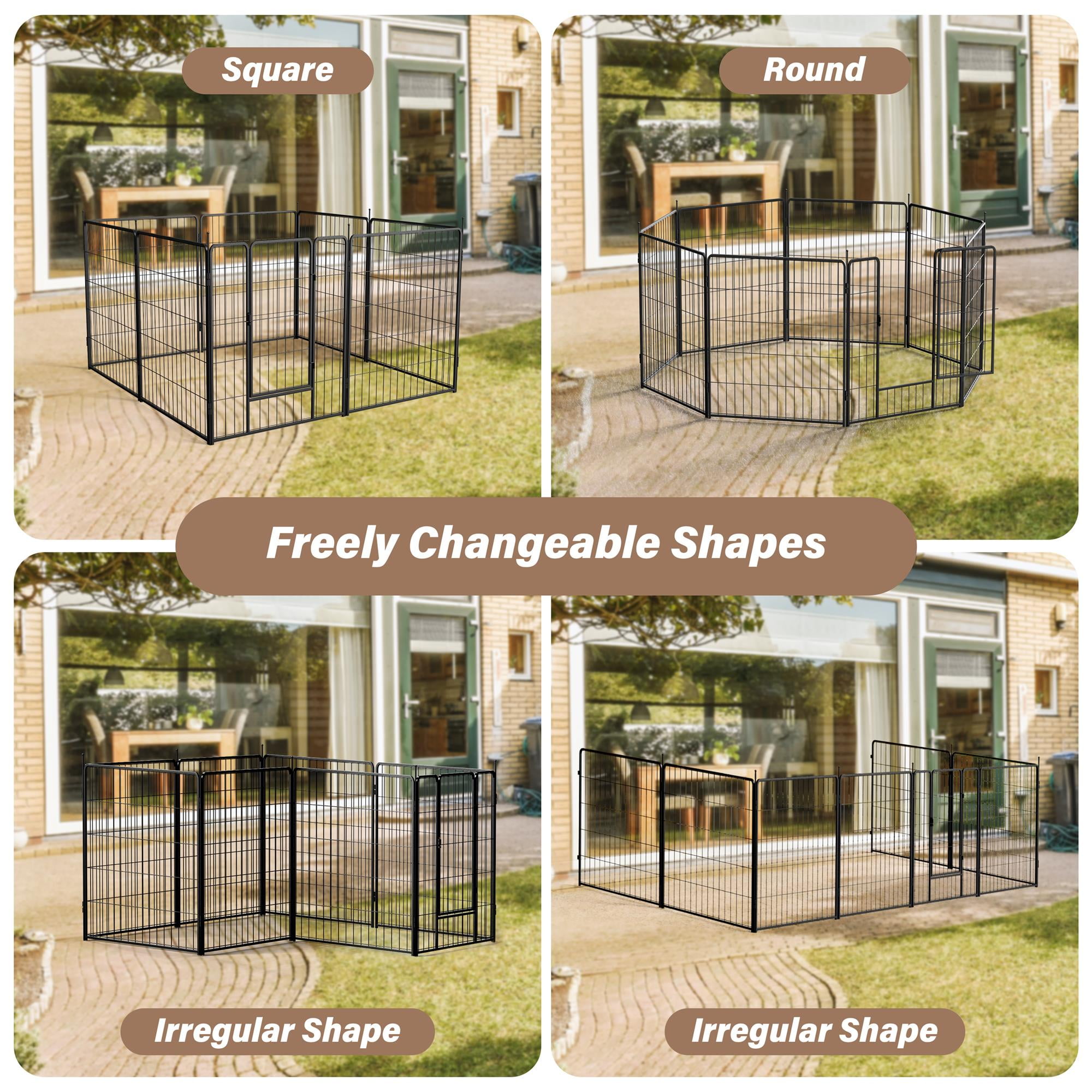Pefilos 23" Dog Playpen Outdoor 8-Panels Dog Pen, Indoor Metal Puppy Pet Playpen for Small Dogs Run Fence / Iron Pet, Black Pefilos 23" Dog Playpen Outdoor 8-Panels Dog Pen, Indoor Metal Puppy Pet Playpen for Small Dogs Run Fence / Iron Pet, Black