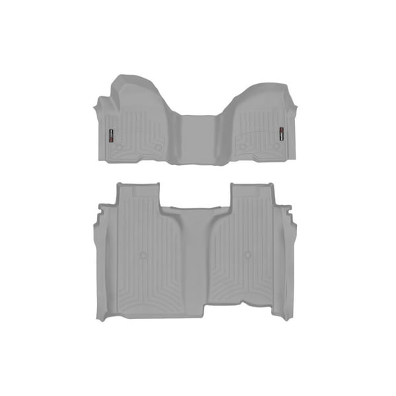 WeatherTech Custom Fit FloorLiners compatible with Silverado 1500, Silverado 2500HD/3500HD, Sierra 2500HD/3500HD, Sierra 1500 Limited, Silverado 1500 LTD - 1st Row Over-The-Hump & 2nd Row, Grey