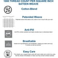 thumbnail image 6 of 1000 Thread Count Bed Sheet Set, Sateen Weave Luxury Deep Pocket Sheet Set, Premium Hotel Quality Sheet Set, Egyptian Cotton Blend (Denim, Queen 6 Piece), 6 of 7