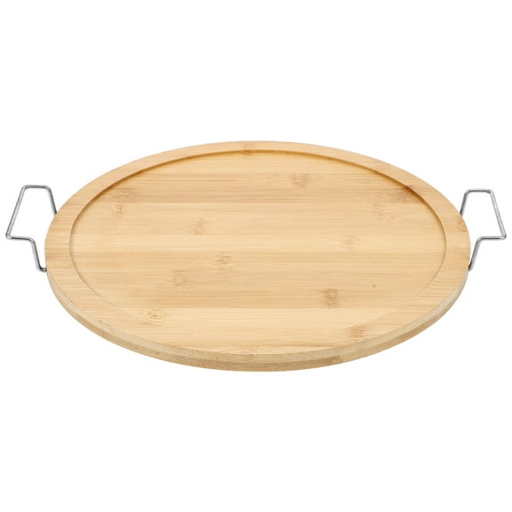 WORGEOUS Round Bamboo Charcuterie Board - Wooden Tray Platter for Serving Pizza, Bread, Cheese, and Snacks