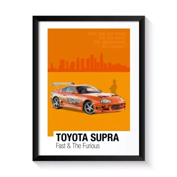 Kna Prints - Toyota Supra, Fast And The Furious, Famous Cars, Printable Poster For Home Decor, Living Room, Bedroom, Office, UNFRAMED-8x12