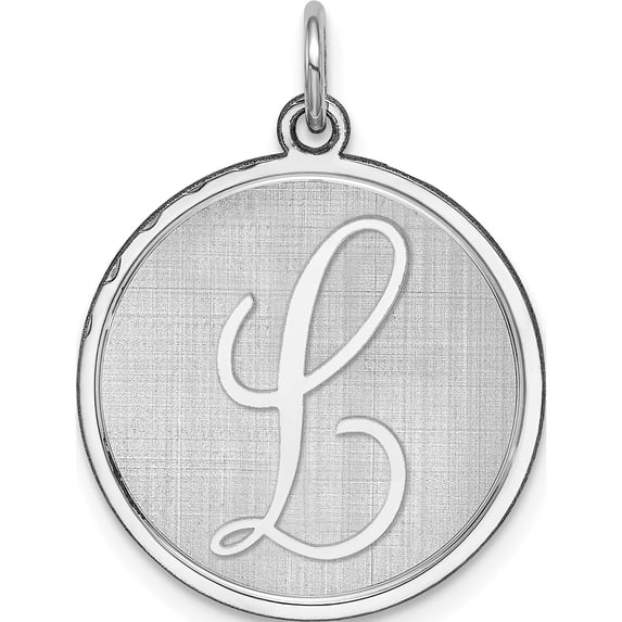 Sterling Silver Rhodium-Plated Brocaded Letter L Initial Charm (27 X 20) Made In United States qc4162l