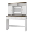 thumbnail image 6 of YIYADO 43" Wide Dresser with Lighted Mirror and Makeup Drawer, Farmhouse Dresser Makeup Table with Bedroom Hair Dryer Holder, White, 6 of 6