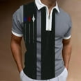 thumbnail image 2 of Charmgo Mens T-shirts Clearance, Men Summer Striped Splice Print T Shirt Turn Down Collar Short Sleeve Tops Golf Shirts for Men, Polo Shirts for Men Black L, 2 of 8