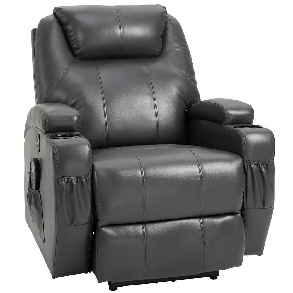 Electric Power Reclining Massage Sofa PU leather w/ 8Point
