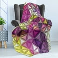 thumbnail image 4 of Diamond Soft Flannel Fleece Blanket, Abstract Ornate Gradient Different Size Diamond Motifs Futuristic Effects Print, Cozy Plush for Indoor and Outdoor Use, 70" x 90", Purple Yellow, by Ambesonne, 4 of 5