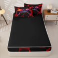 thumbnail image 4 of Erosebridal Neon Game Controller Pattern Zipper Twin Comforter Sets with Fitted Sheet and 2 Pillowcases,Cube Block Print Zipper Bedding Set,Red Crimson,Black Reversible, 4 of 6