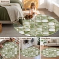 thumbnail image 6 of Sage Green Geometric Large Area Rugs for Bedroom Living Room, Soft Non Slip Carpet Bedside Rug, Modern Abstract Art Botanical Round Floor Cover Kitchen Accent Rug 5' for Dining Room/Office, 6 of 9