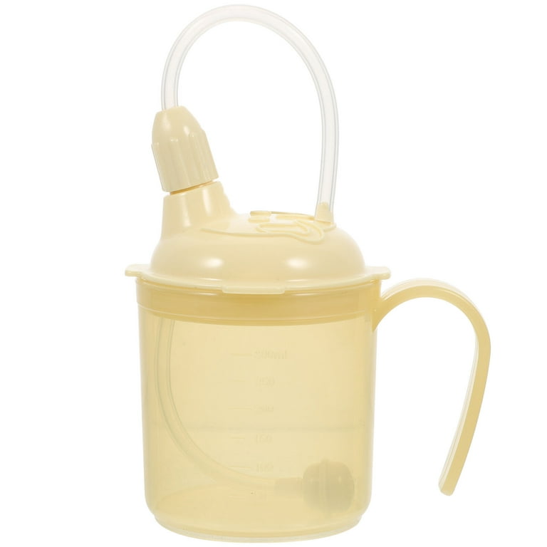 Drinking Aids Adult Sippy Cup with Straw Spillproof Convalescent Feeding Cup  for Disabled Elderly with Weak Grip 