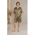 thumbnail image 2 of Up2date Fashion Pajamas Set Mens Silk Satin Long Sleeve Loungewear Two-Piece Sleepwear Button-Down Pj with Full Pants, 2 of 5
