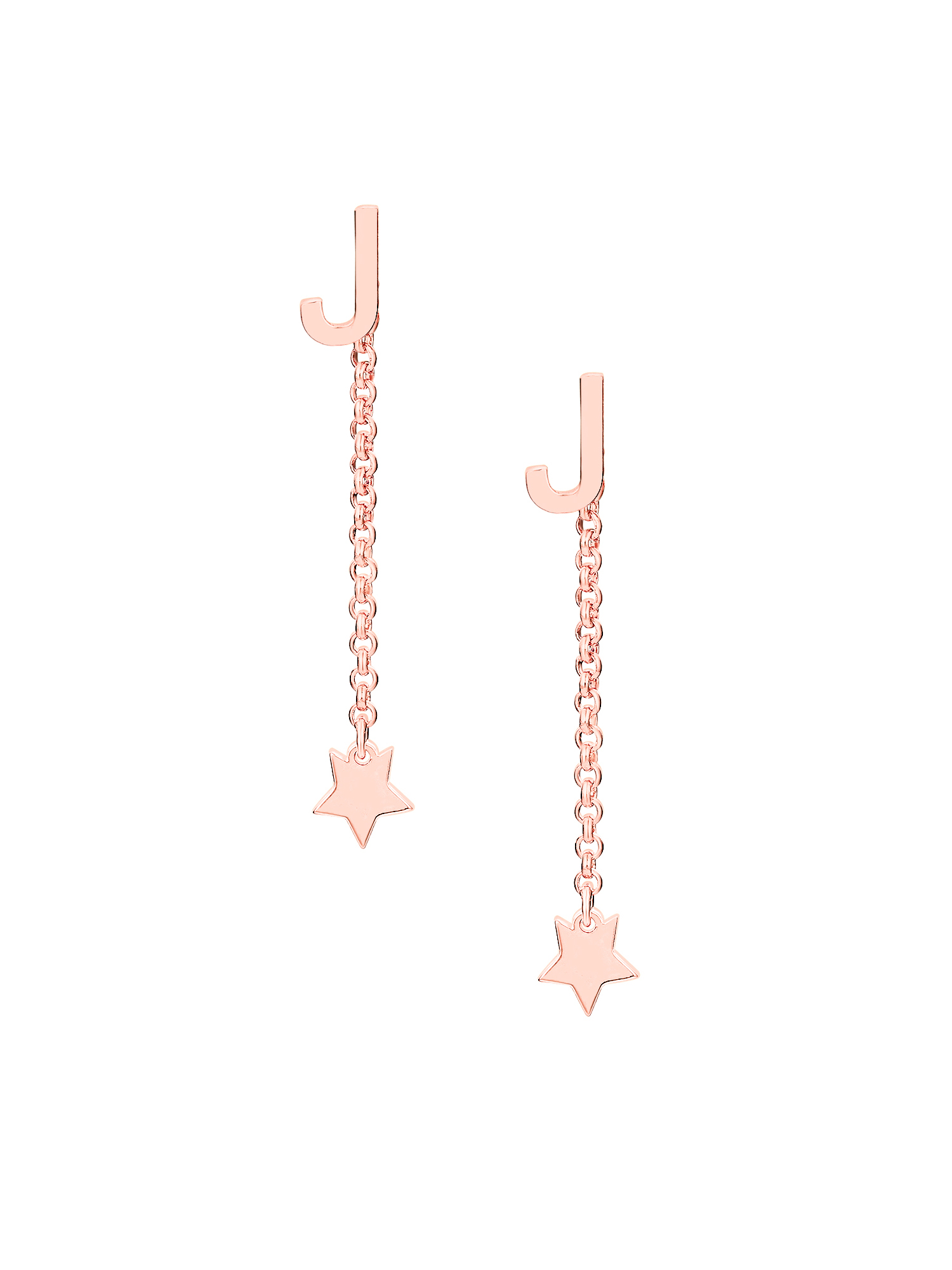 Personalized Planet Women's Initial Earring with Star Dangle Button Drop Earrings