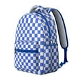 thumbnail image 2 of Blue White Checkered Backpack for School,Cute School Bag,Schoolbag with Adjustable Shoulder Straps & Padded Back,15.3"x11"x7.1"., 2 of 6