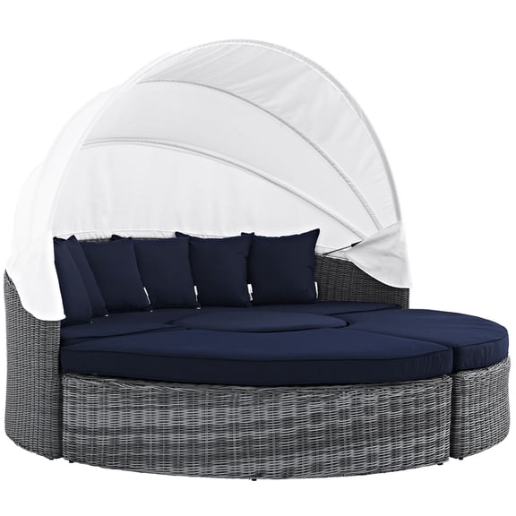 Ergode Summon Canopy Outdoor Patio Sunbrella Daybed - Canvas Navy