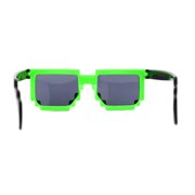 8-Bit Pixel Video Gamer Pixelated Green Horn Rim Sunglasses