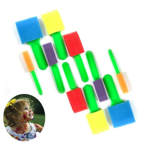 10x Childrens Sponge Foam Brush Set DIY Art Paint Supplies Learning Tools Crafts