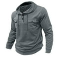 thumbnail image 5 of CONROSES Mens Hoodies Solid Color Hoodie for Men Long Sleeve Buttons Sports Hooded Sweatshirt Soft Fall Winter Sweatshirts With Pocket, 5 of 7