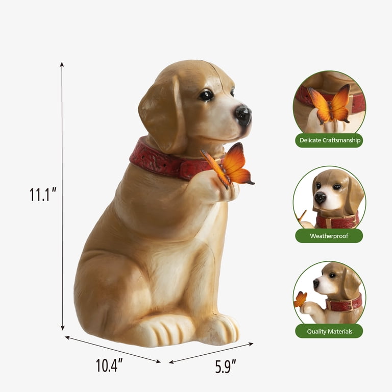 Mainstays Resin Dog Outdoor Garden Statue with Butterfly, Weather