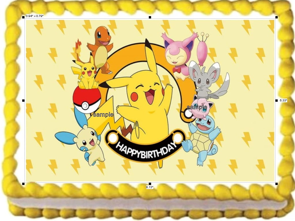 Pikachu Happy Birthday Image Edible Cake Topper Frosting Sheet - Walmart.com