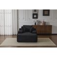 thumbnail image 6 of Leumius Oversized Chaise Lounge Indoor,Cozy Cloud Couch Modern Plush Corduroy Upholstered Sofa Bed with 3 Pillows and Wide Armrest for Living Room, No Assembly Required,Black, 6 of 12