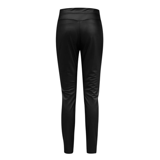 Balleay Art Faux Leather Pants for Women, Straight Leg Mid Waist Butt Lift  Elastic Black Pants with 5 Pockets (Black, X-Small) at  Women's  Clothing store