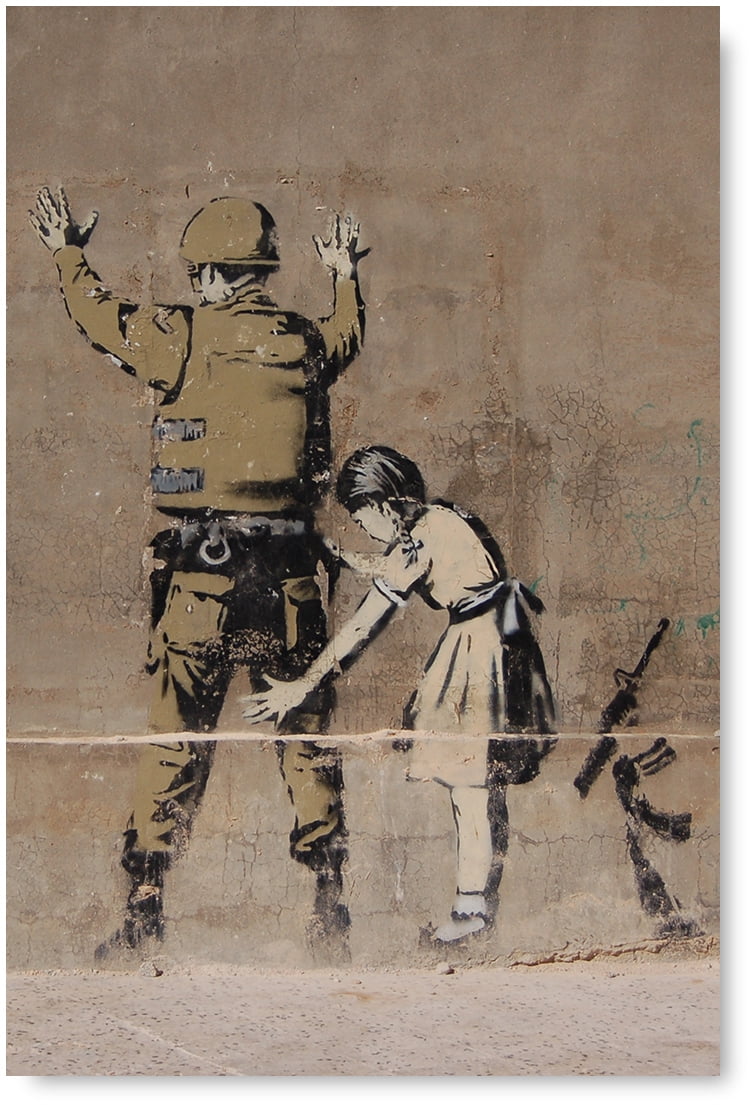 Boy with Gun Banksy Street SINGLE CANVAS WALL ART Picture Print VA 
