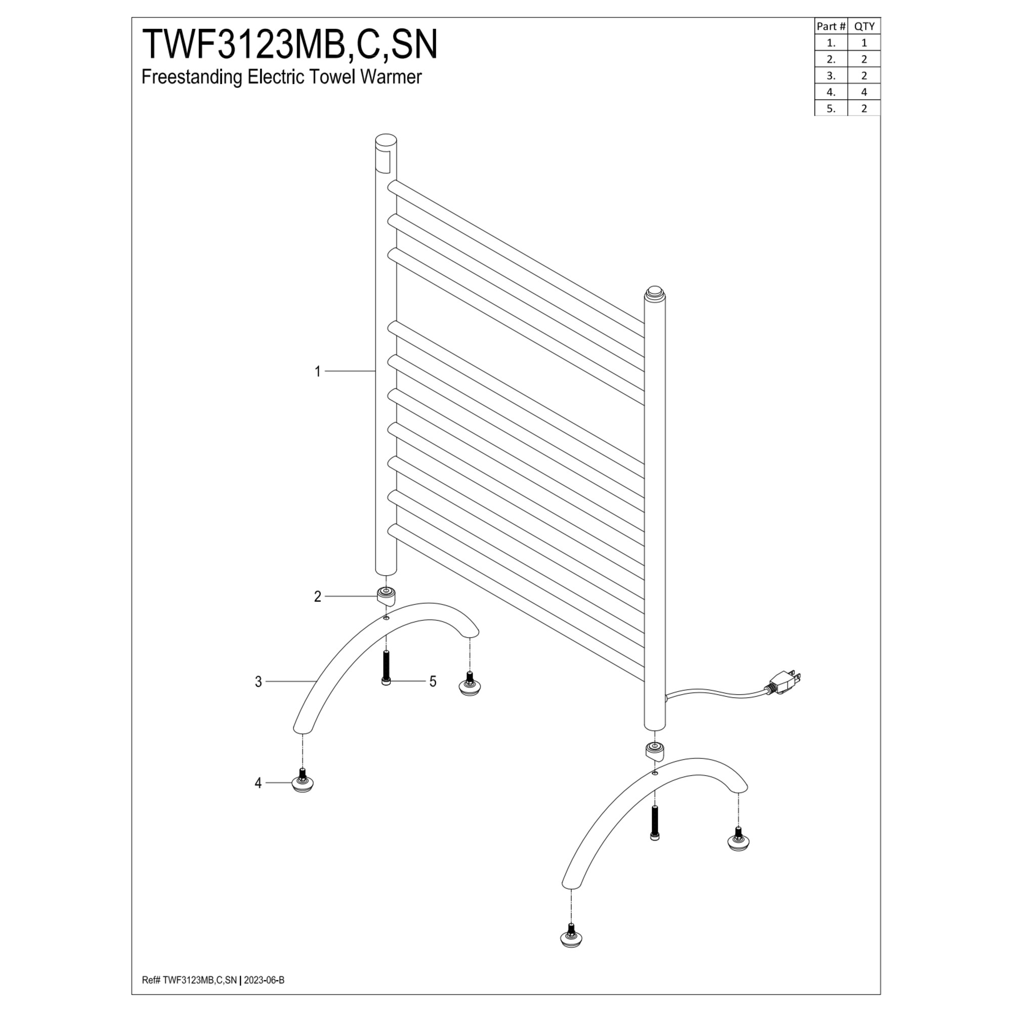 Kingston Brass TWF3123SN Freestanding Plug-In Electric Towel Warmer in Brushed Nickel