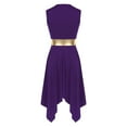 thumbnail image 2 of YONGHS Womens Color Block Praise Liturgical Dancewear Sleeveless Irregular Hem Lyrical Dance Dress Purple M, 2 of 7