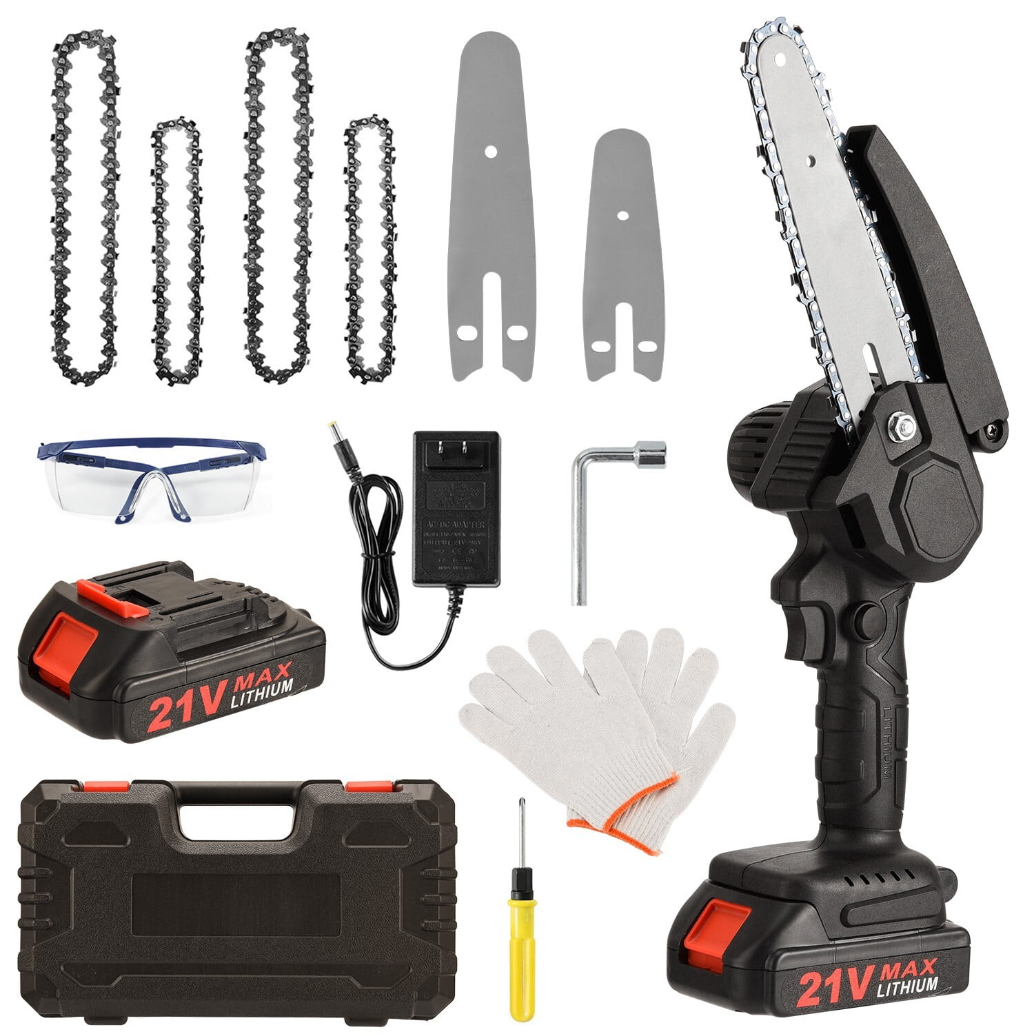 Mini Chainsaw Kit, 4-Inch+6-Inch Adjustable Cordless Handheld Chain Saw ...