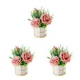 thumbnail image 1 of relayinert Simulation Flower Set Low Maintenance Easy To Clean Fake Peony Silk Hydrangea Flower Silk Artificial Flowers With Vase rose powder 3Set, 1 of 6