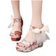 thumbnail image 4 of Zapatos de cuña con boca de pez para mujer Sandalias de lujo con cordones y tacones altos con tacón de cuña Wmkox8yii hfjk4834, 4 of 9