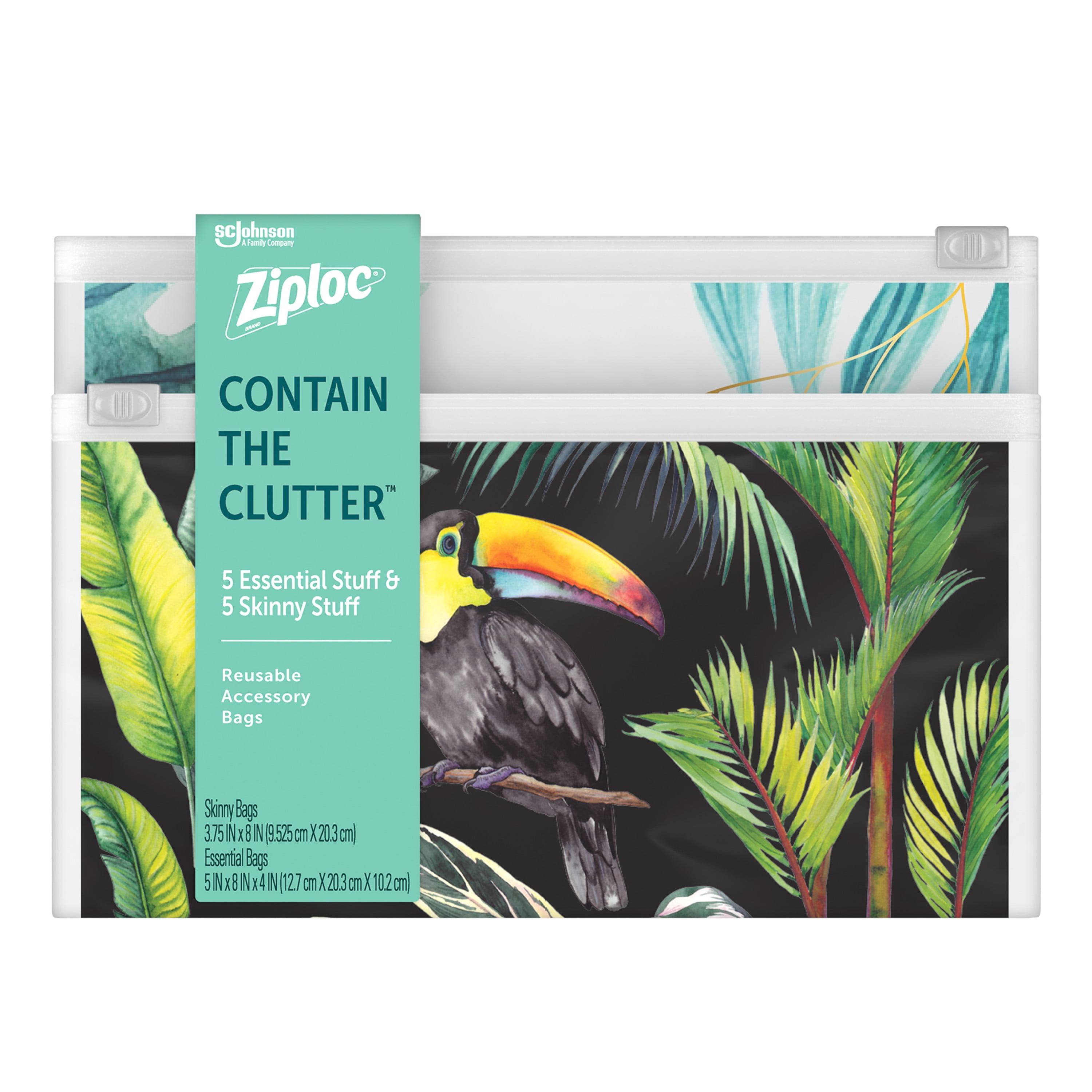 Ziploc Brand Boho Collection Accessory Bags (5 Essential and 5 Skinny), 10 Total Bags