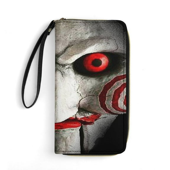 Jigsaw Leather Wallet with Wristlet Credit Card Holder Zipper Clutch Stylish Purse for Women Men