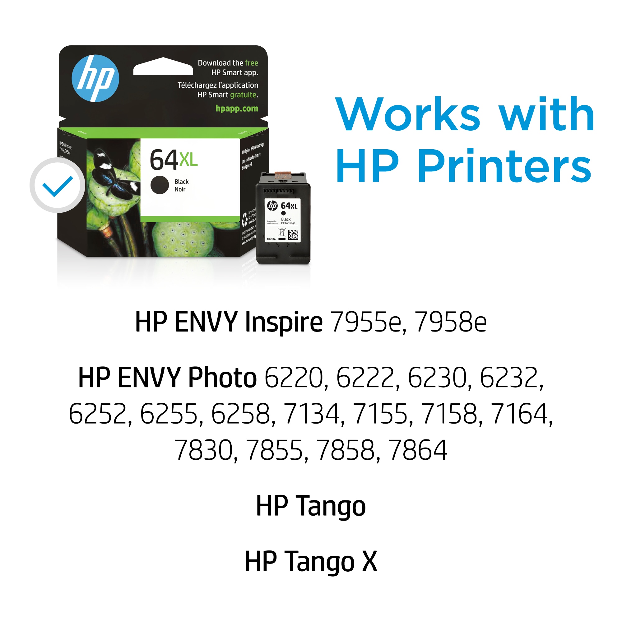 HP 64XL High Yield Black Original Ink Cartridge, ~600 pages, N9J92AN#140 - image 5 of 8
