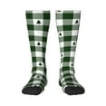 thumbnail image 2 of Picia Women Crew Soft Moisture-wicking Socks Green White Lumberjack Plaid Pattern Design Cotton Socks, One Size fit All, 2 of 9