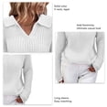 thumbnail image 4 of Suéter de punto para mujer Otoño Invierno Solapa Color sólido Slim V Cuello Tops Ropa Blanco XXL, 4 of 5