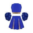 thumbnail image 2 of MSemis Kids Girls Cheerleader Outfits Cropped Tops Pleated Mini Skirt with Pom Poms,Size 6-14 Blue 12, 2 of 5