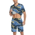 thumbnail image 3 of joogoo Men's Pajama Set Crocodile Cartoon V-Neck Pj Shorts Set 2 Piece Loungewear Sleepwear XL, 3 of 7