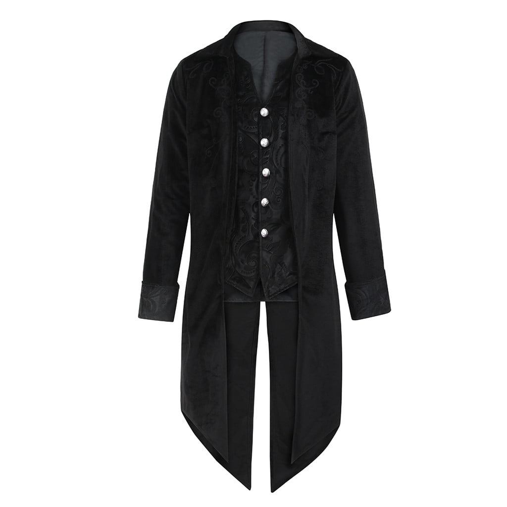 Men's Vintage Long Jacket Tuxedo Tail Coat Jacket Overcoat Uniform Outwear Coat 