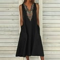 thumbnail image 2 of Enjoytime Womens Beach Dress V-Neck Sleeveless Boho Printed Midi Dresses with Pockets Button Flowy Summer Midi Dress for Women, 2 of 4