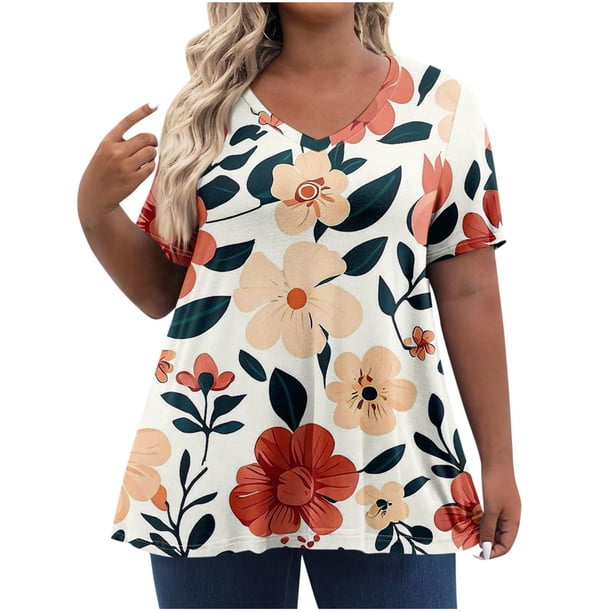 Camiseta de Manga Corta de Cuello en V Sólido Casual, Camisetas de Manga Corta para las Mujeres